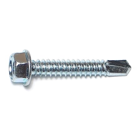 Midwest Fastener Self-Drilling Screw, #14 x 1-1/2 in, Zinc Plated Steel Flange Hex Head External Hex Drive, 100 PK 03298